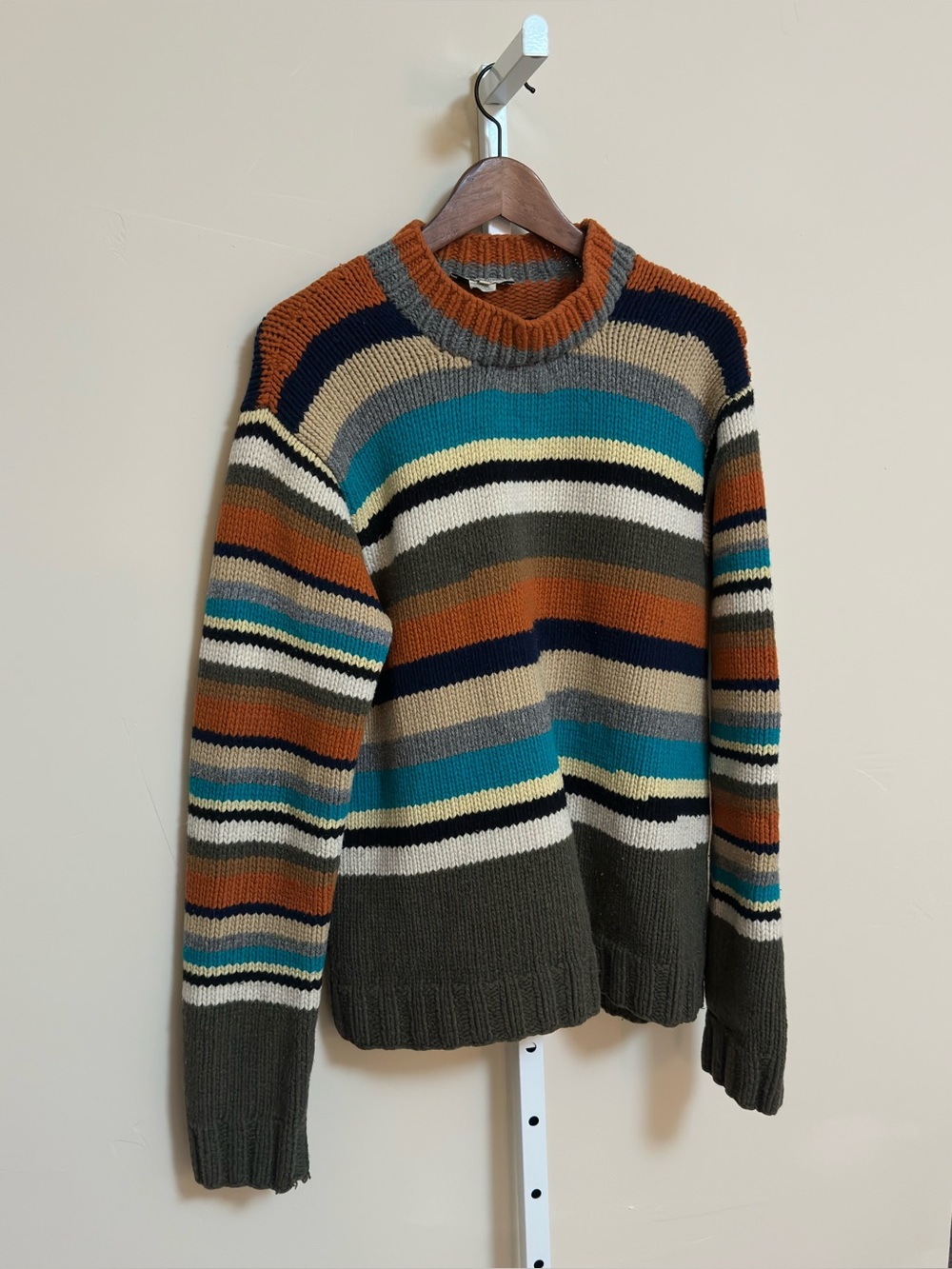 YMC You Must Create Men’s M 100% Lambswool Striped Sweater Colorblock
